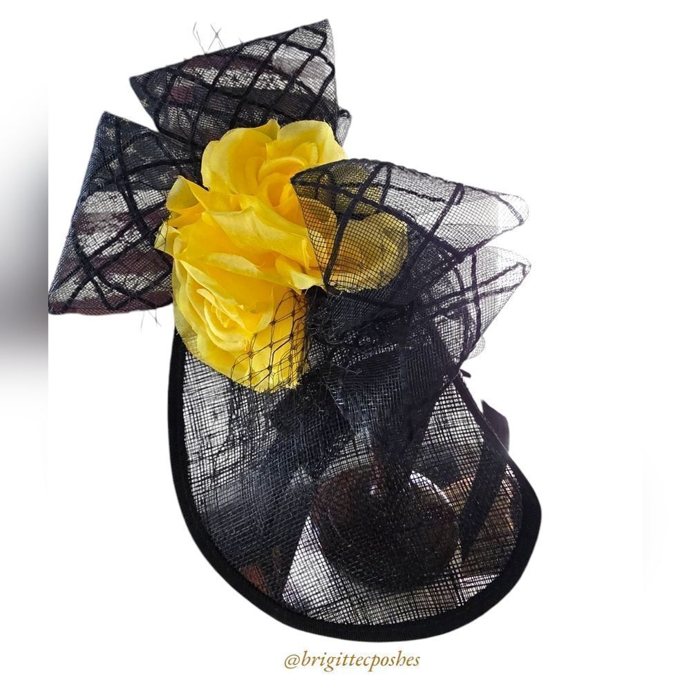 GIOVANNIO New York Black/Yellow Fascinator - Picture 3 of 12